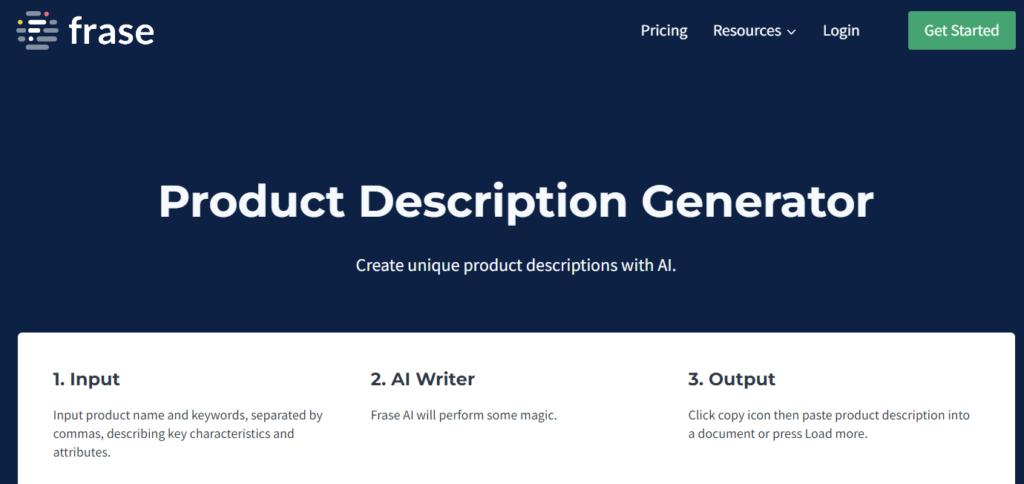 Product Description Generator - frase screenshot